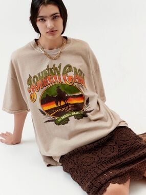 Urban Outfitters Graphic Oversized T-Shirt Dress Johnny Cash Man In Black NWOT